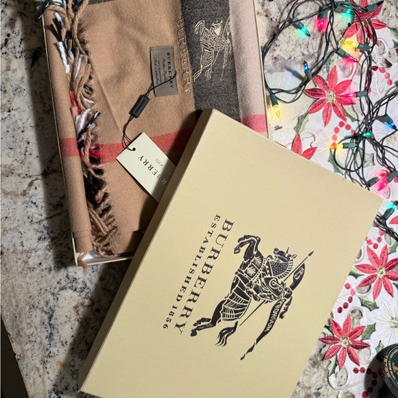 Burberry Beige and Black Checkered Scarf